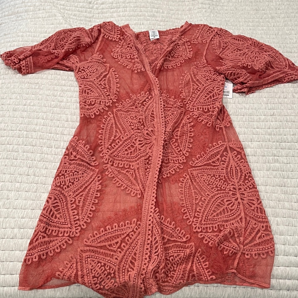 Rust Lace Embroidered kimono
